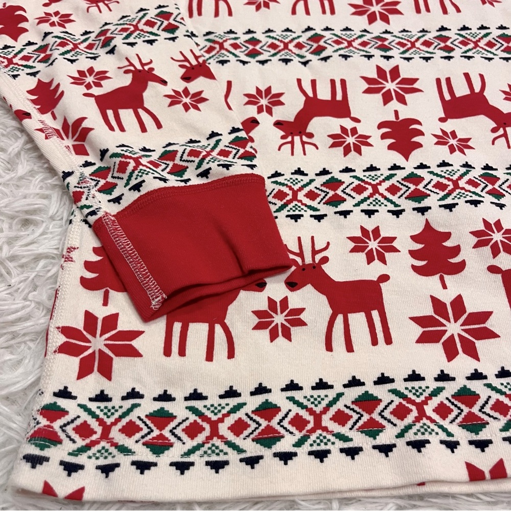 Hanna Andersson Dear Deer Unisex Long John Fair Isle Pajama Top Size M View 3
